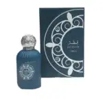 Elegant Qissah Ayka 100ml perfume bottle with decorative cap and matching packaging.