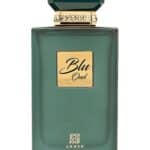 Blue Oud perfume bottle with elegant design and gold accents.