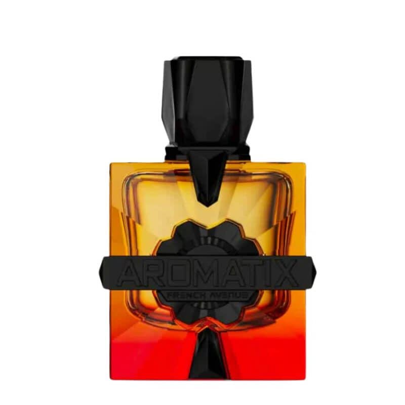 Elegant perfume bottle featuring Forbidden Fruit Aromatix X French Avenue fragrance.