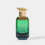 Afnan Mystique Bouqet perfume bottle with green and gold accents.