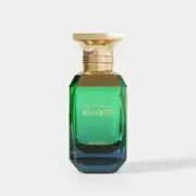 Afnan Mystique Bouqet perfume bottle with green and gold accents.