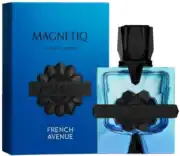 Aromatix Magnetiq perfume bottle with black logo label, part of French Avenue collection.