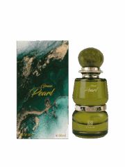 Green Pearl perfume bottle with packaging, featuring a green and gold design.