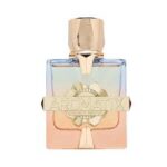 Elegant Teas Me Aromatix X perfume bottle with gold accents and pastel hues.