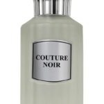 Couture Noir perfume bottle with silver cap, luxury fragrance for women.