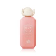 Elysia Marshmallow fragrance bottle with pink geometric design and white cap.