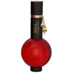 Perla Passion perfume bottle with red spherical design and black cap.