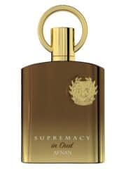 Supremacy In Oud perfume bottle with gold accents and bold design.