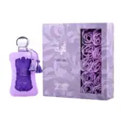 Elegant purple perfume bottle with floral packaging for Fatima Velvet by Zimaya 100ml.