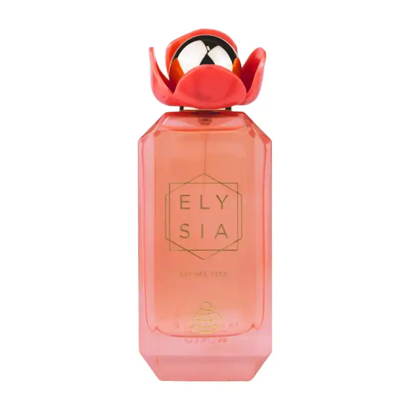 Elysia Lychee Fizz by Fragrance World 100ml perfume bottle with lychee and fruity notes.