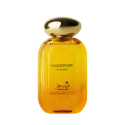Elegant yellow perfume bottle with gold cap for Gigglepuff by Hekayat Attar.