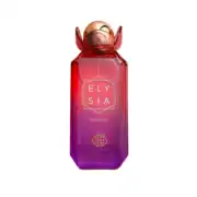 Elegant Elysia perfume bottle with a red and purple gradient design, featuring a gold cap.