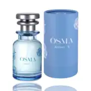 Amber S by Osma perfume bottle with blue packaging.