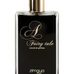 Elegant perfume bottle with black and gold design.