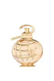 Signature Pearl perfume bottle with gold finish and globe design.