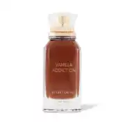 Elegant Vanilla Addiction perfume bottle with gold accents.