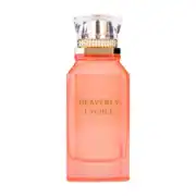 Elegant Heavenly Lychee perfume bottle with gold accents and clear cap.