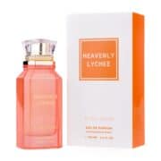 Elegant Heavenly Lychee perfume bottle with matching box, 100ml, floral and fruity fragrance.