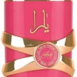 Yara Candy by Lattafa perfume bottle, pink with gold accents, 100ml size.
