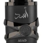 Asad Elixir by Lattafa 100ml perfume bottle, black design, luxury fragrance.