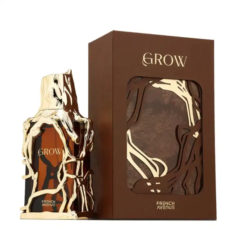 Elegant perfume bottle with tree-inspired design, perfect for a luxurious fragrance experience.